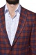 Red checkered wool blazer