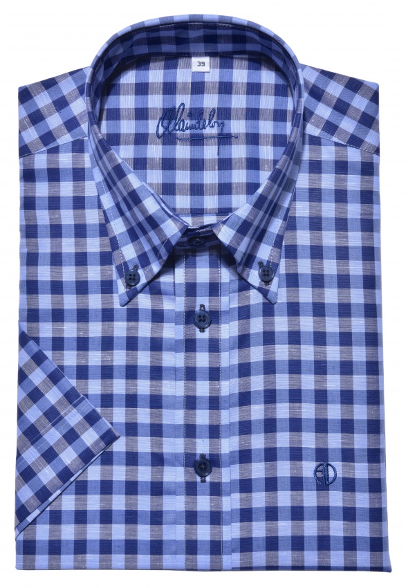 Blue Slim Fit short sleeved shirt - Short sleeved shirts - E-shop ...