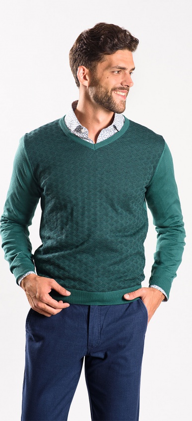 Zelený bavlnený pulóver
