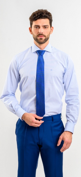 Biela Slim Fit košeľa s modrými pásikmi