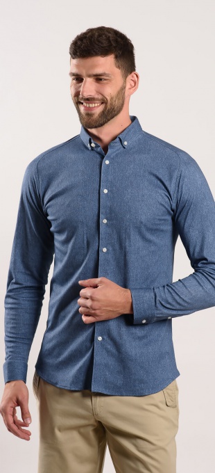 Stretch Extra Slim Fit non-iron shirt  in denim colour