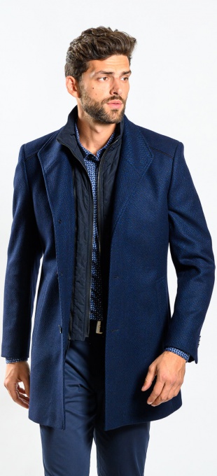 Blue-black wool blend coat