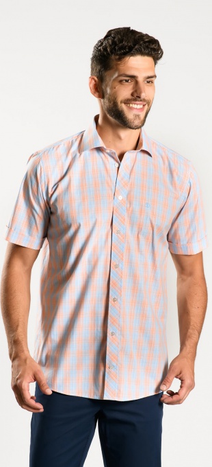 Károvaná Slim Fit košeľa s krátkym rukávom