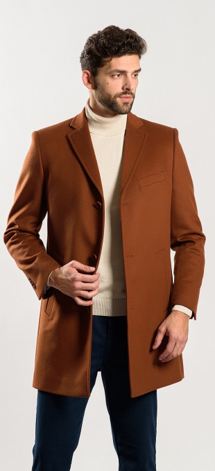 Ochre wool/cashmere coat