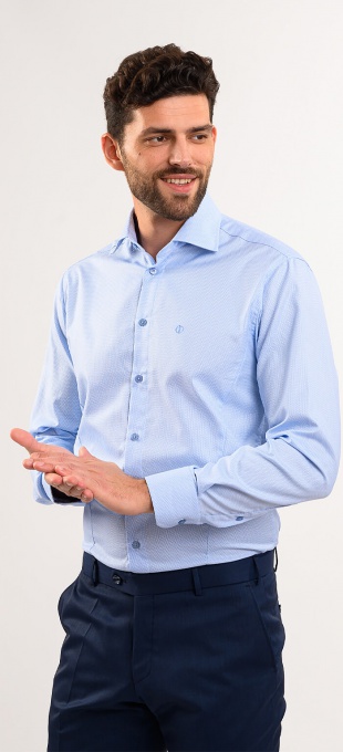 Bledomodrá Extra Slim Fit košeľa so vzorom oválov
