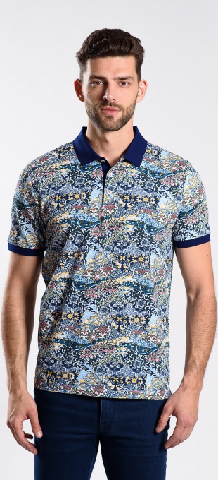 Bold patterned polo shirt