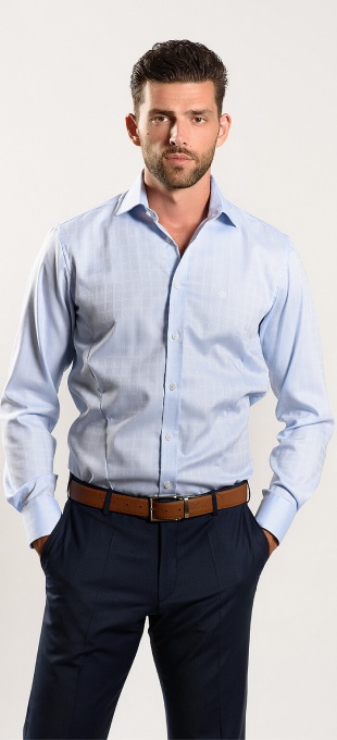 Light blue checkered Extra Slim Fit shirt