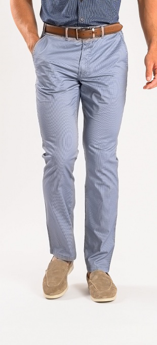 Modrosivé voľnočasové nohavice s jemným vzorom