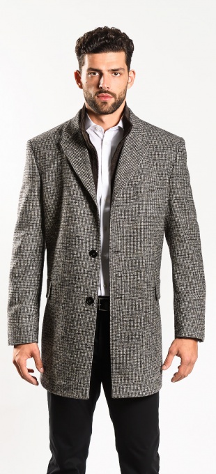 Šedo-hnedý vlnený kabát