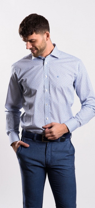 Blue patterned Classic Fit shirt