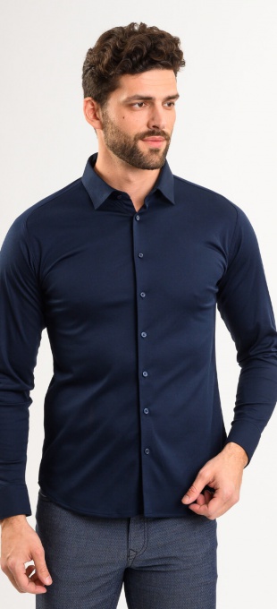 Dark blue stretch Extra Slim Fit  non-iron shirt