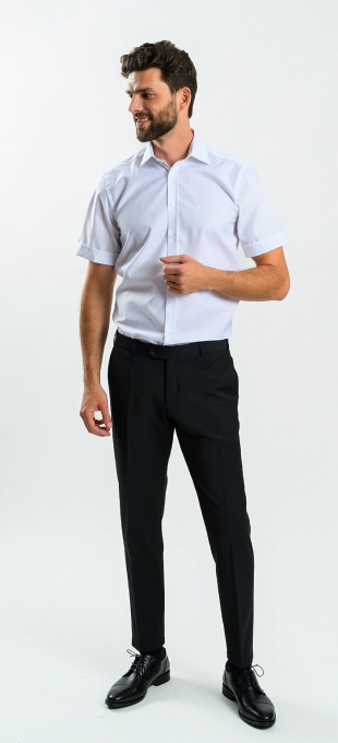 White Slim Fit Short-Sleeve Shirt