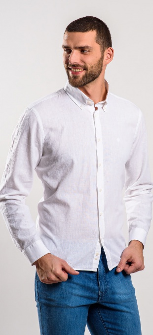 White Extra Slim Fit linen shirt