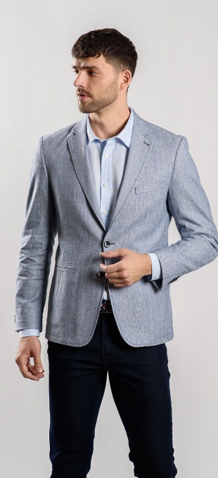 Grey-blue linen blazer