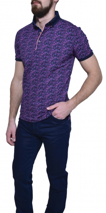 Purple patterned polo shirt