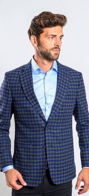 Green-blue checkered blazer