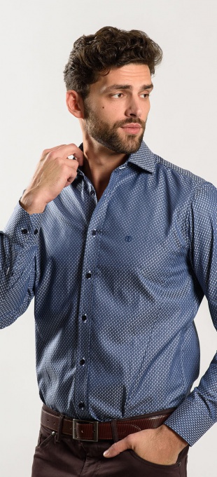 Dark blue Extra Slim Fit patterned shirt