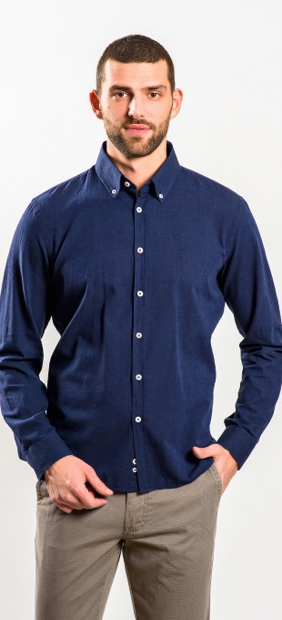Dark blue Extra Slim Fit linen shirt