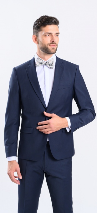 Dark blue Slim Fit suit with small check XL sizes