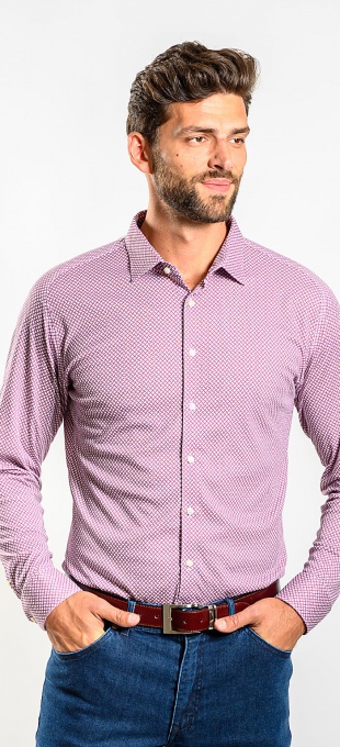 Bledočervená strečová Extra Slim Fit košeľa s nekrčivou úpravou