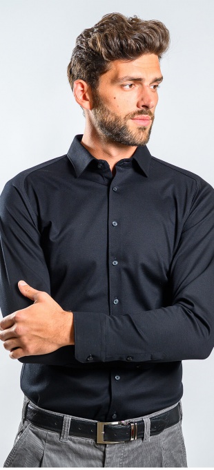 Black stretch Extra Slim Fit  non-iron shirt