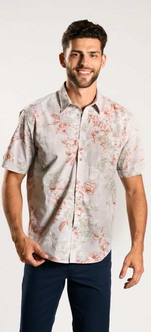 Flower patterned Extra Slim Fit short-sleeved shirt