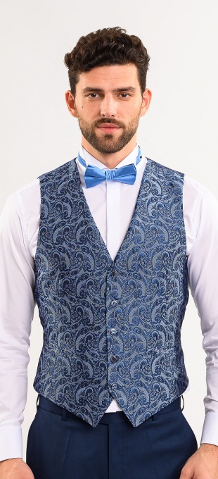 Blue patterned suit vest