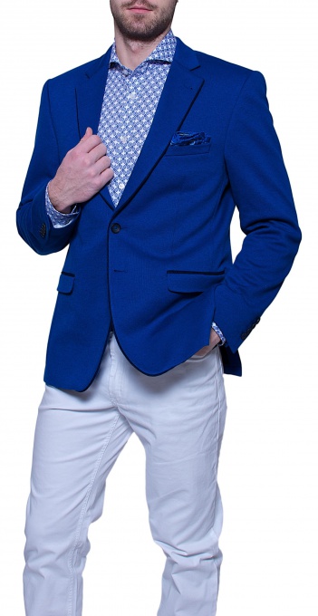 Modré Slim Fit bavlnené sako
