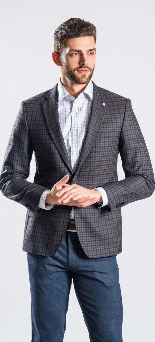 Brown - blue checkered blazer