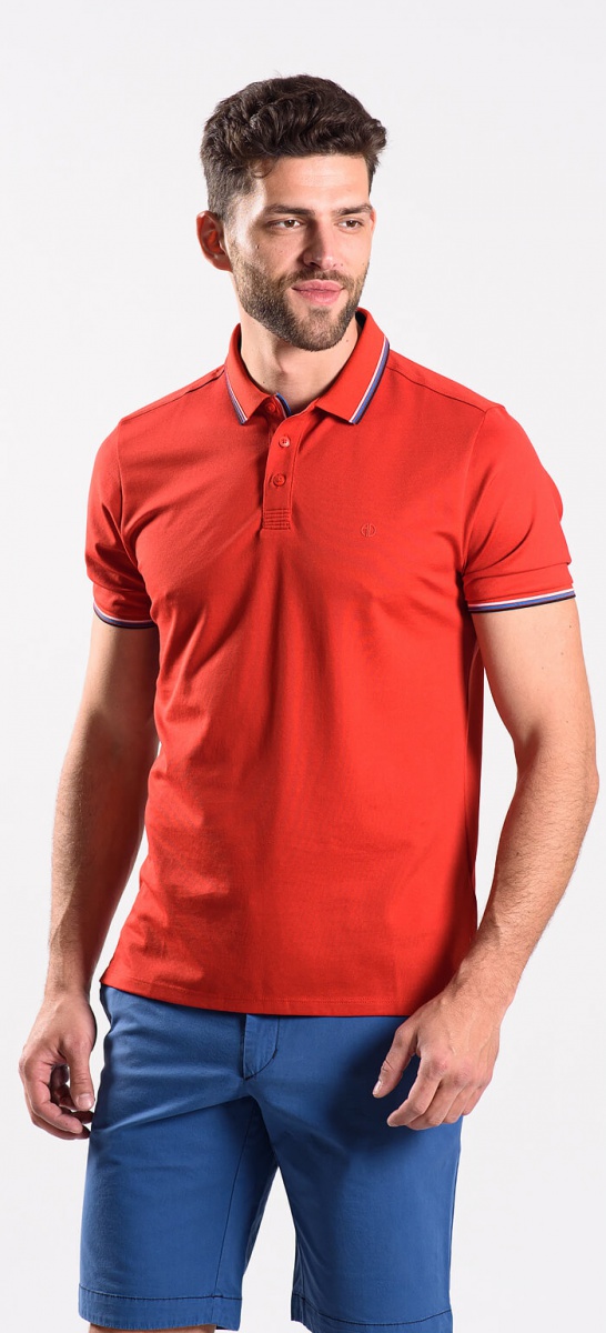 Red polo shirt