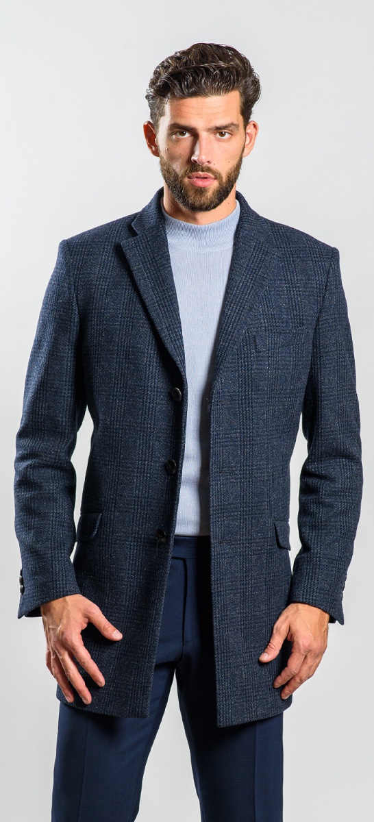 Grey - blue checkered coat