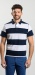 White-blue polo with bold stripes