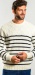 Sand merino crewneck with stripes