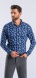 Blue Patterned Stretch Extra Slim Fit non-iron shirt