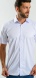 White Slim Fit Short Sleeve Shirt with subtle purple sheen