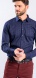 Dark Blue Patterned Stretch Extra Slim Fit non-iron shirt