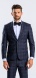 Blue Slim fit suit with burgundy check plaid
