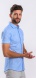 White and Blue Striped Stretch Extra Slim Fit Short-Sleeve Shirt