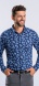 Blue Patterned Stretch Extra Slim Fit non-iron shirt