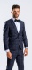 Modrý Slim fit oblek s bordovým károm