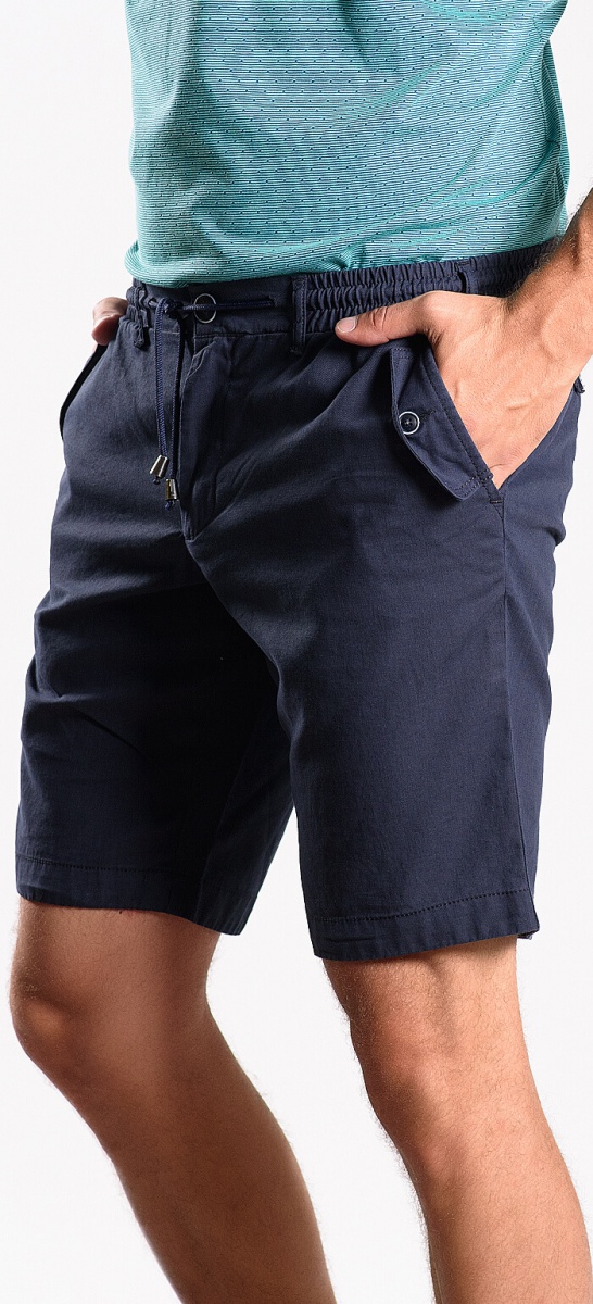 Dark blue linen blend shorts