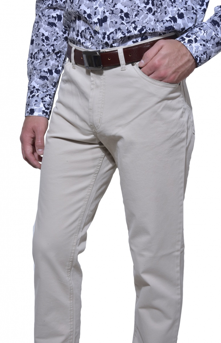 Khaki five pocket trousers