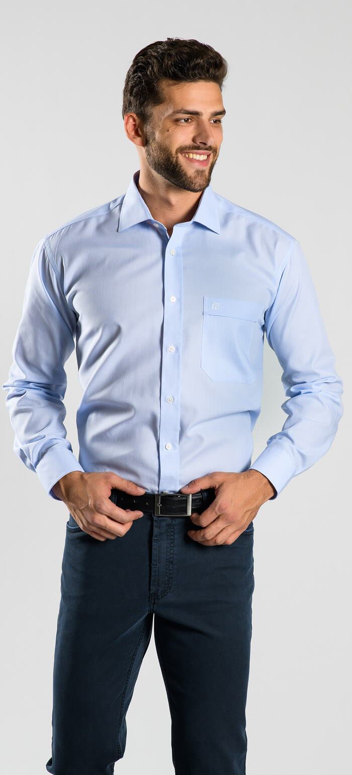 Blue Classic Fit business shirt - Shirts - E-shop | alaindelon.co.uk