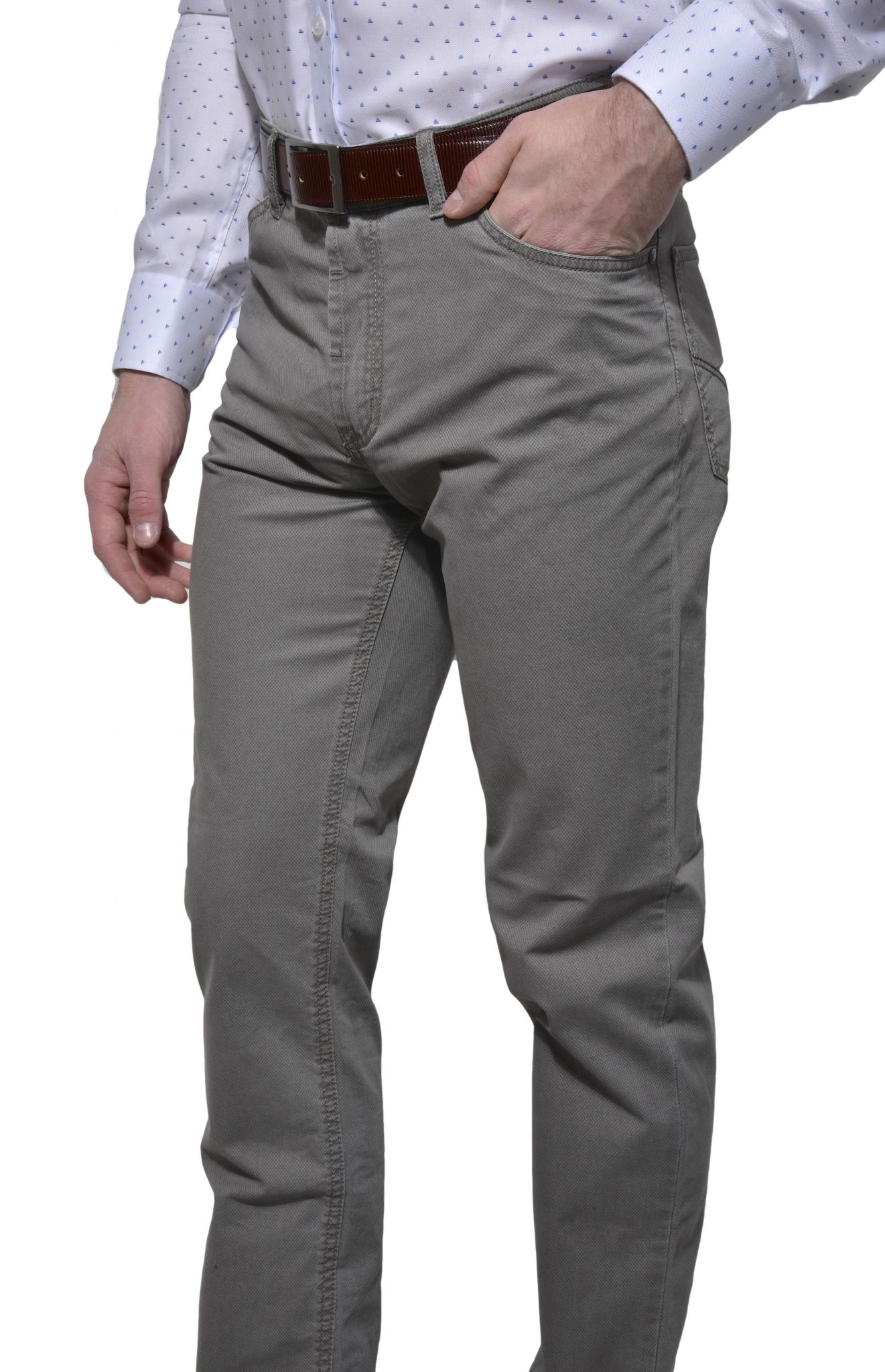Light grey casual trousers - Trousers - E-shop | alaindelon.co.uk