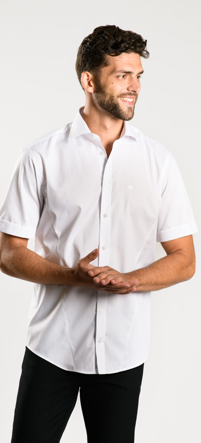 White Extra Slim Fit short sleeved shirt - Short sleeved shirts - E ...