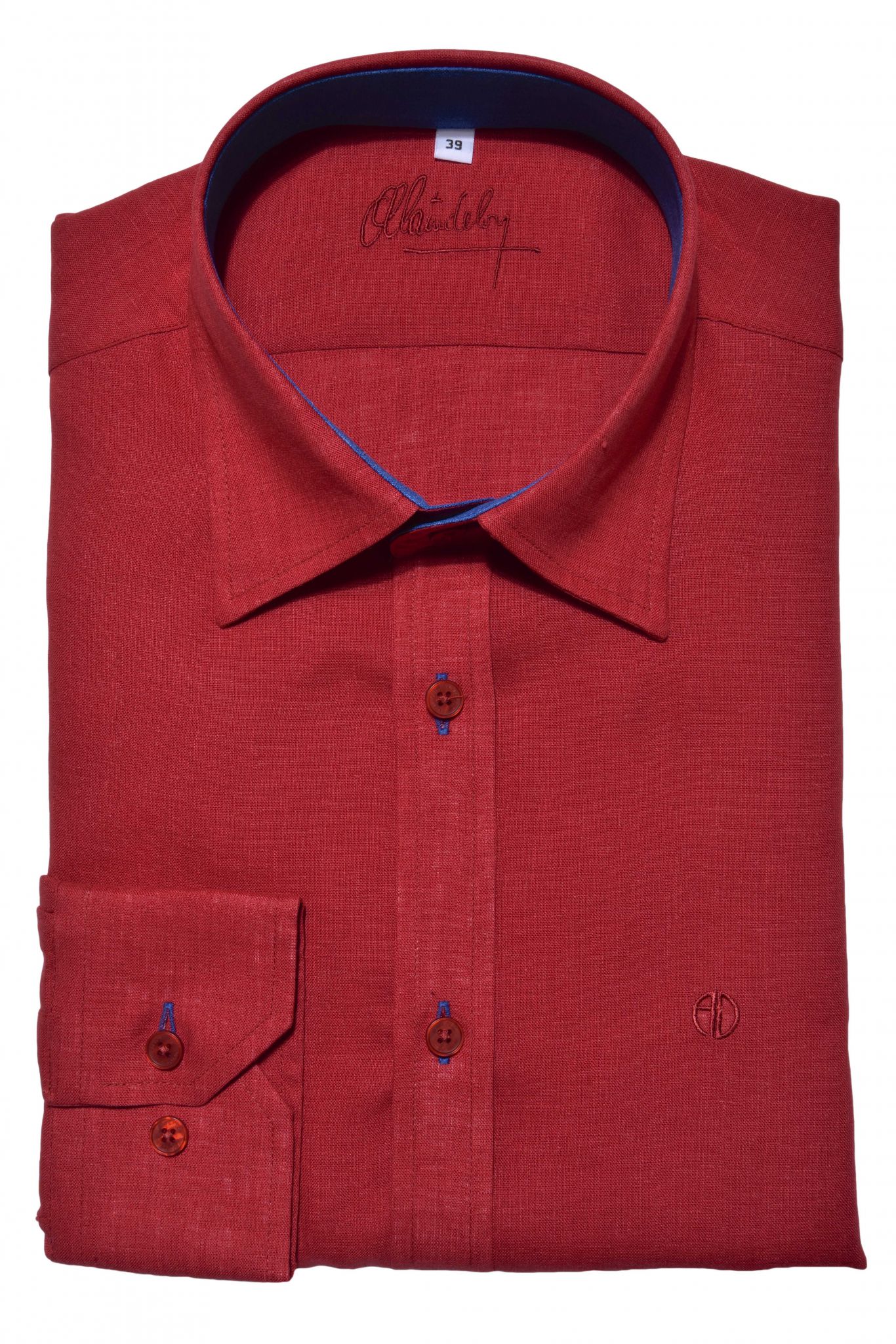 Red Extra Slim Fit linen shirt - Shirts - E-shop | alaindelon.co.uk