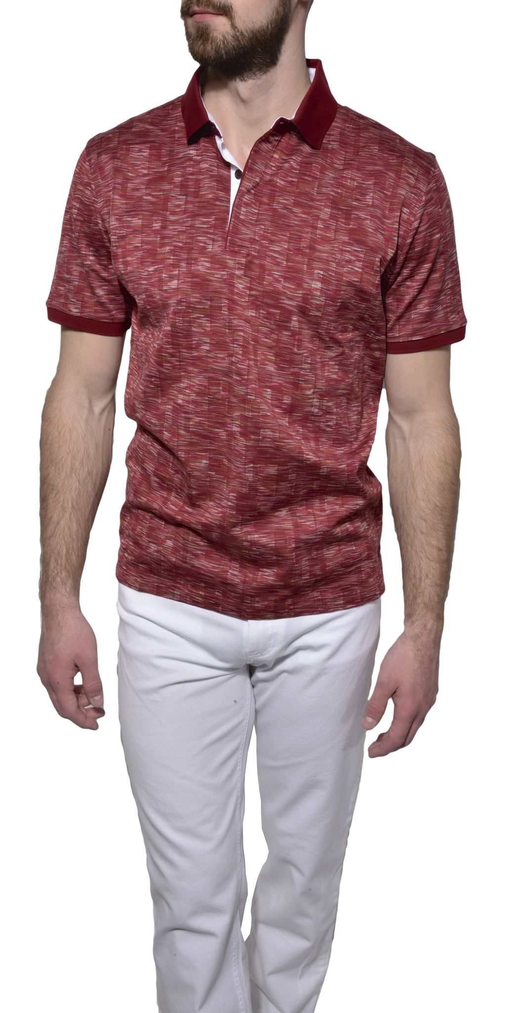 Burgundy patterned polo shirt Polo shirts alaindelon.co.uk