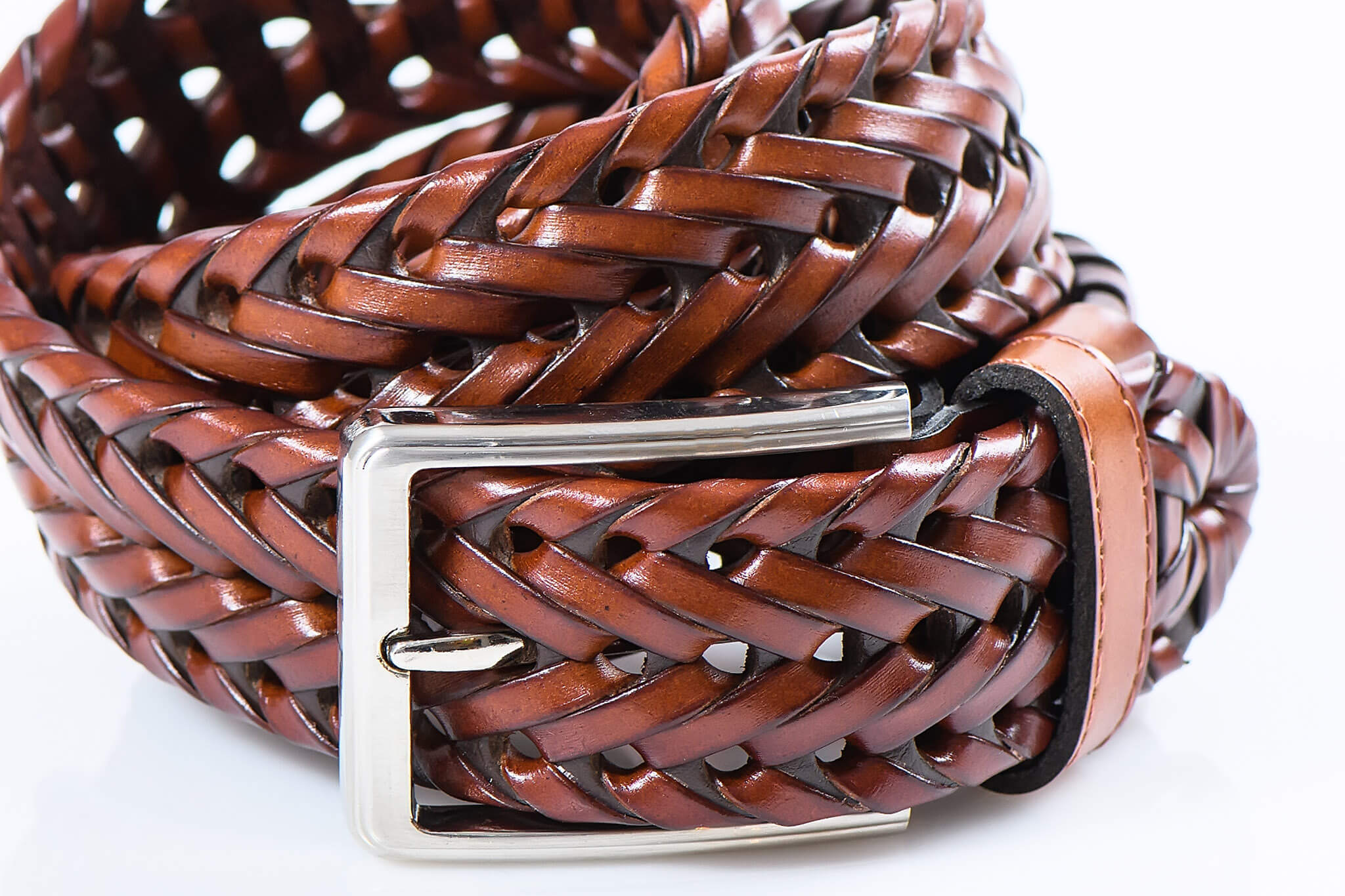 Woven leather belt - Belts - E-shop | alaindelon.co.uk