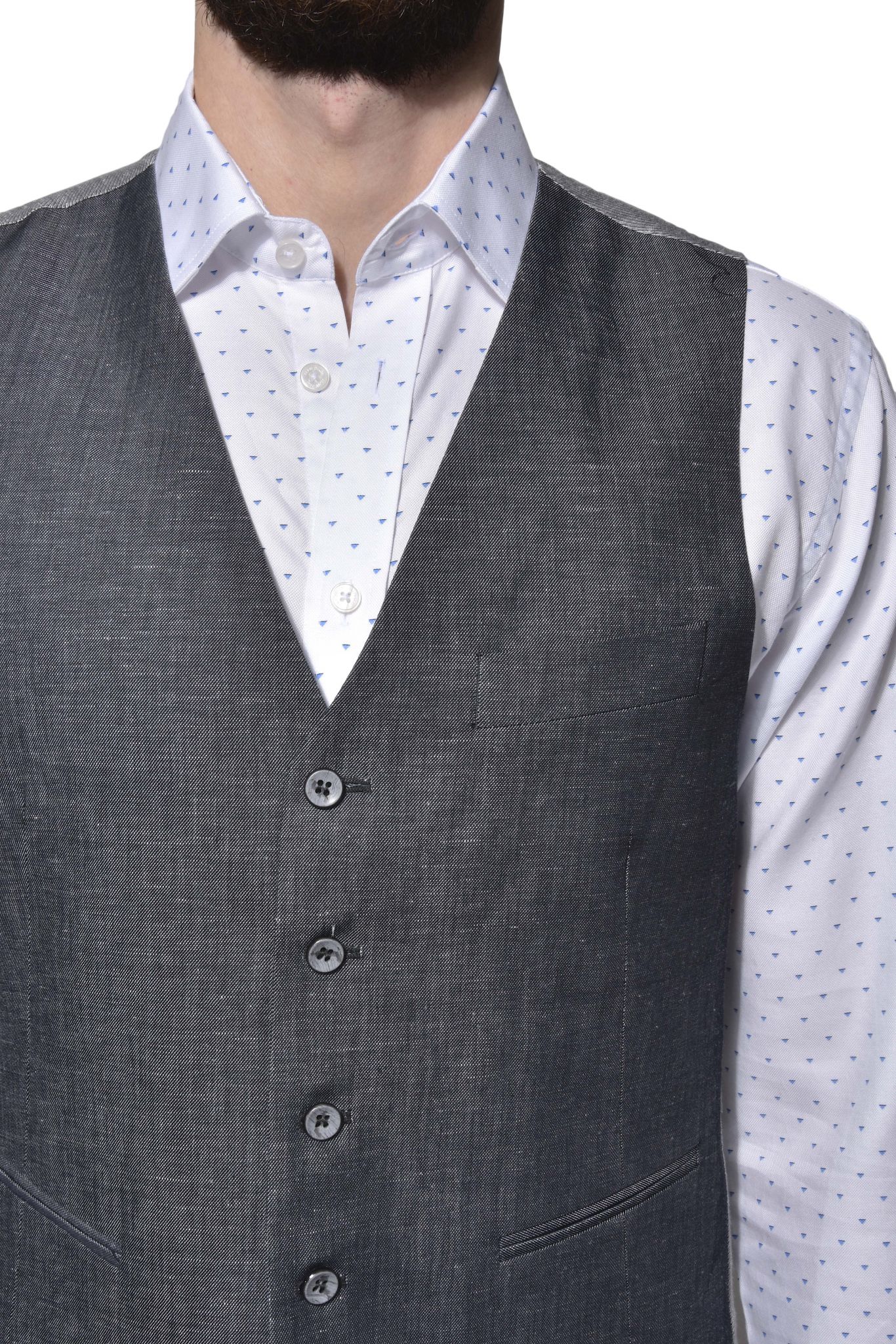 Grey linen vest - Knitwear - E-shop | alaindelon.co.uk