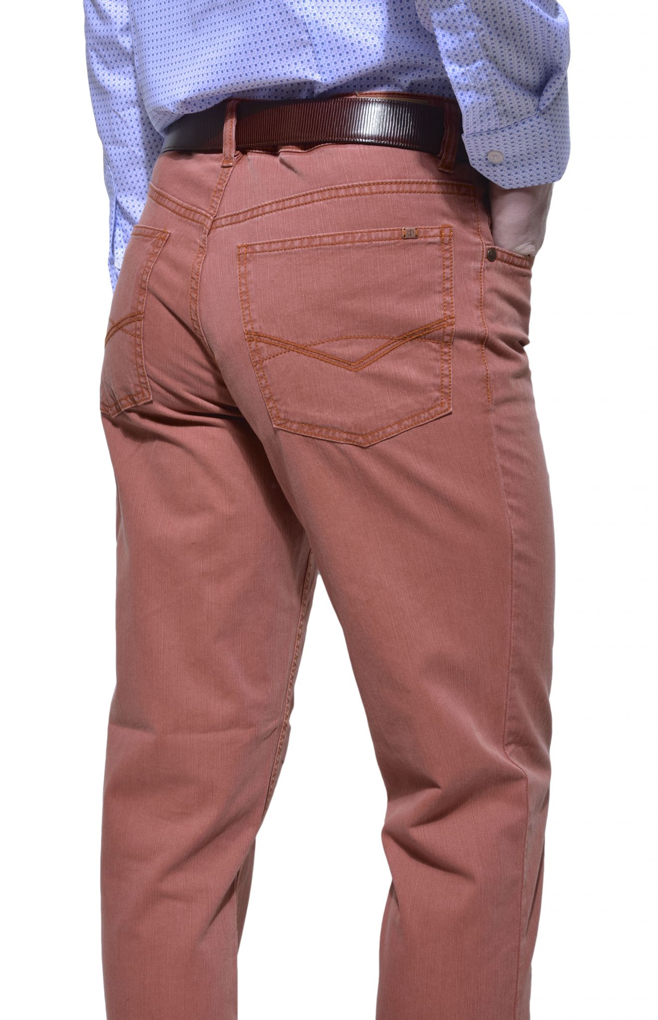 Salmon red jeans - Trousers - E-shop | alaindelon.co.uk